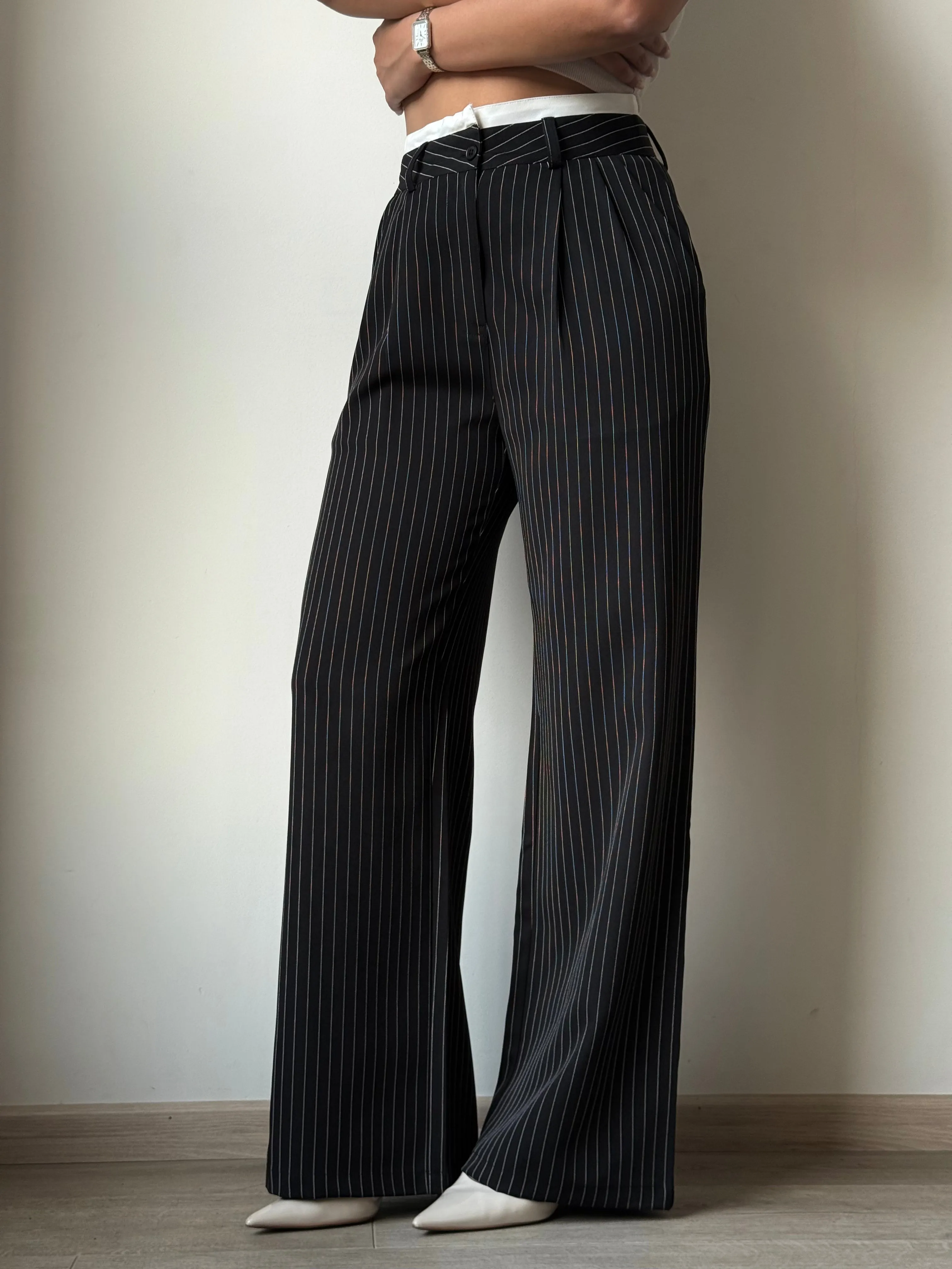 Striped Boxer Wide Leg Trousers