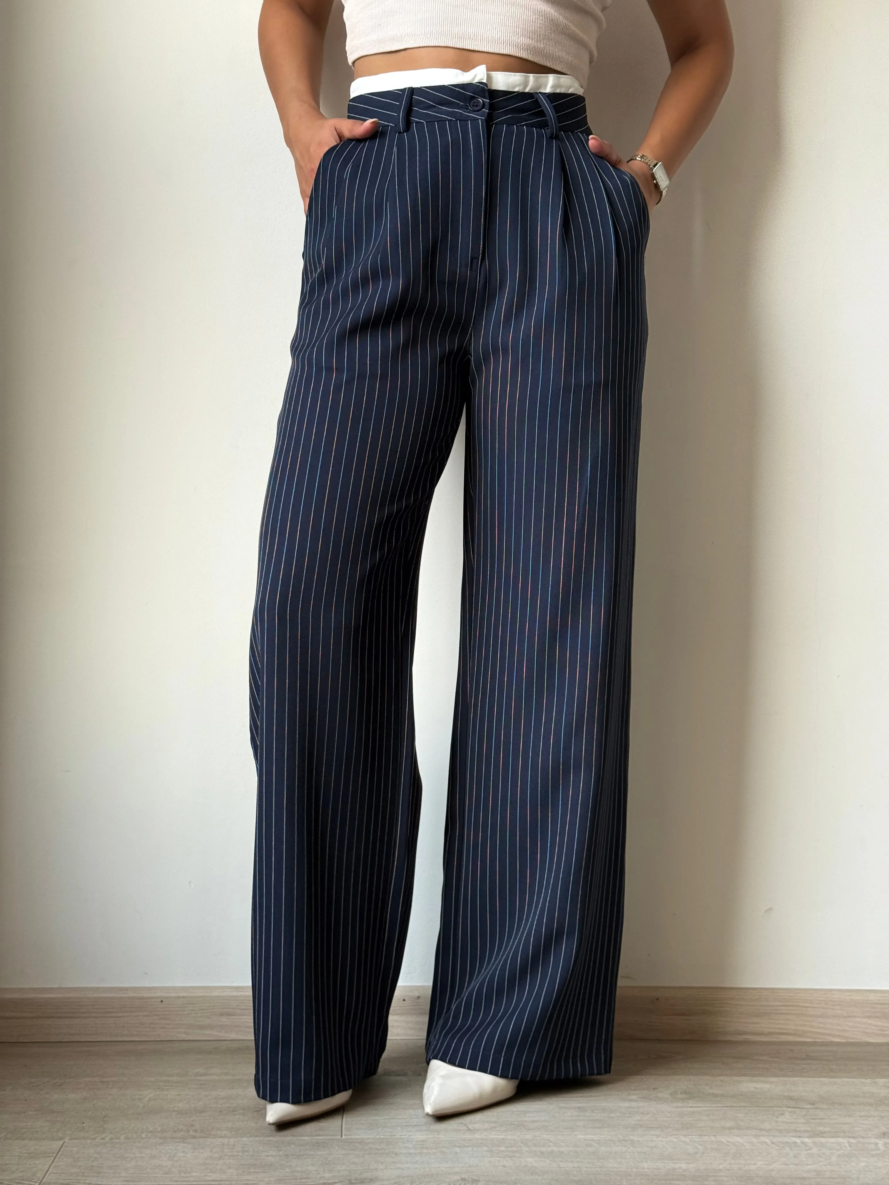 Striped Boxer Wide Leg Trousers
