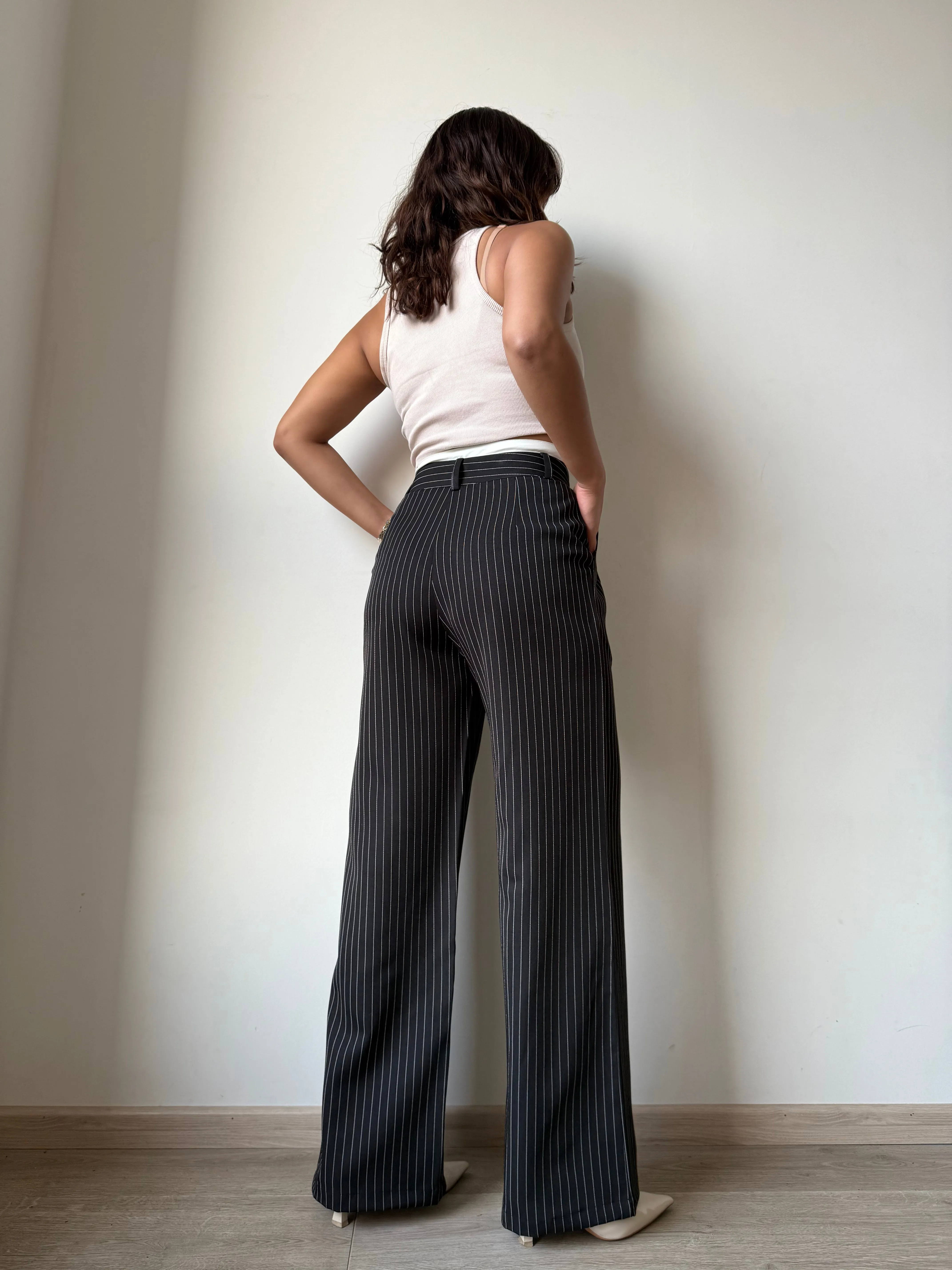 Striped Boxer Wide Leg Trousers