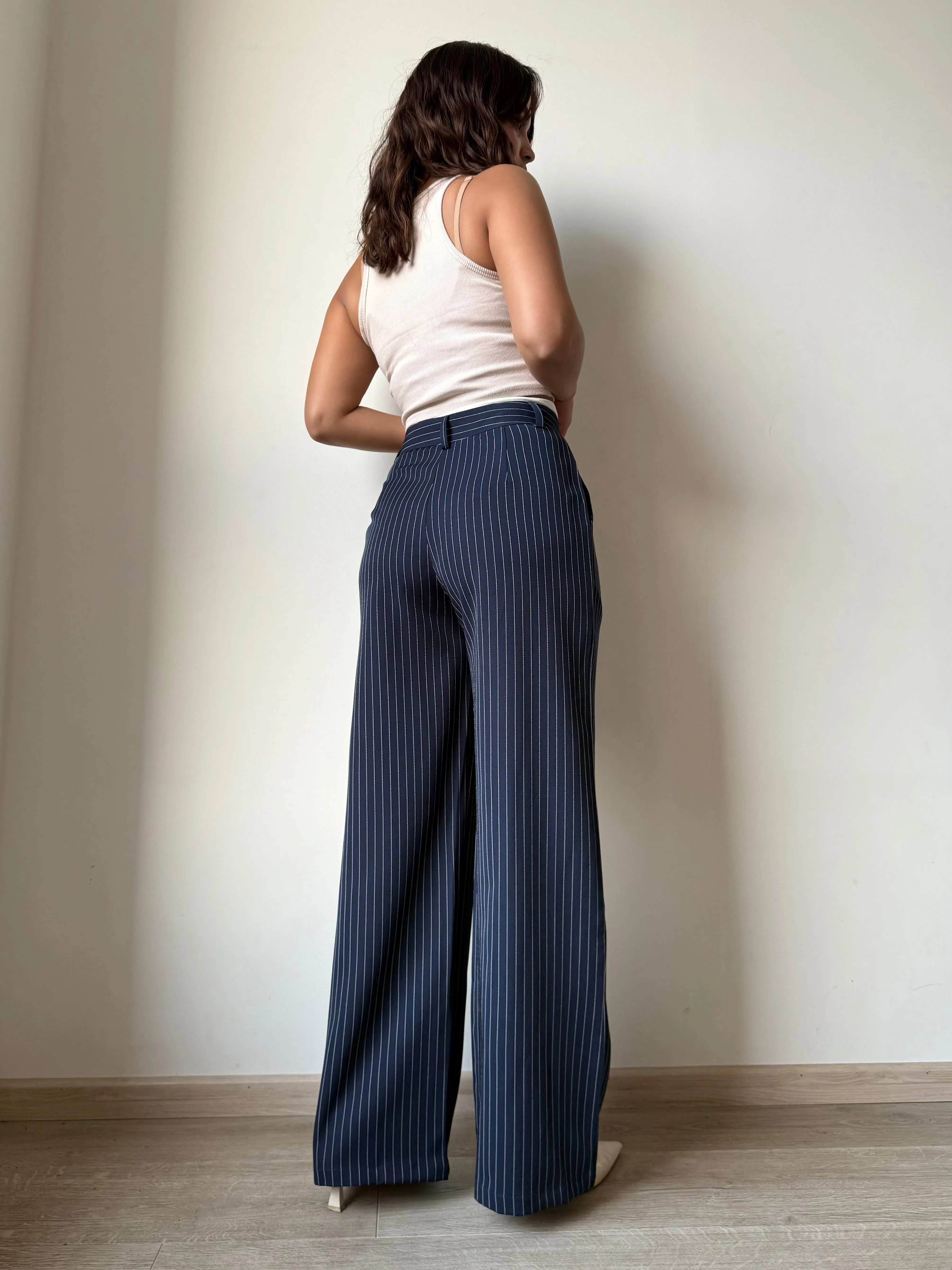Striped Boxer Wide Leg Trousers