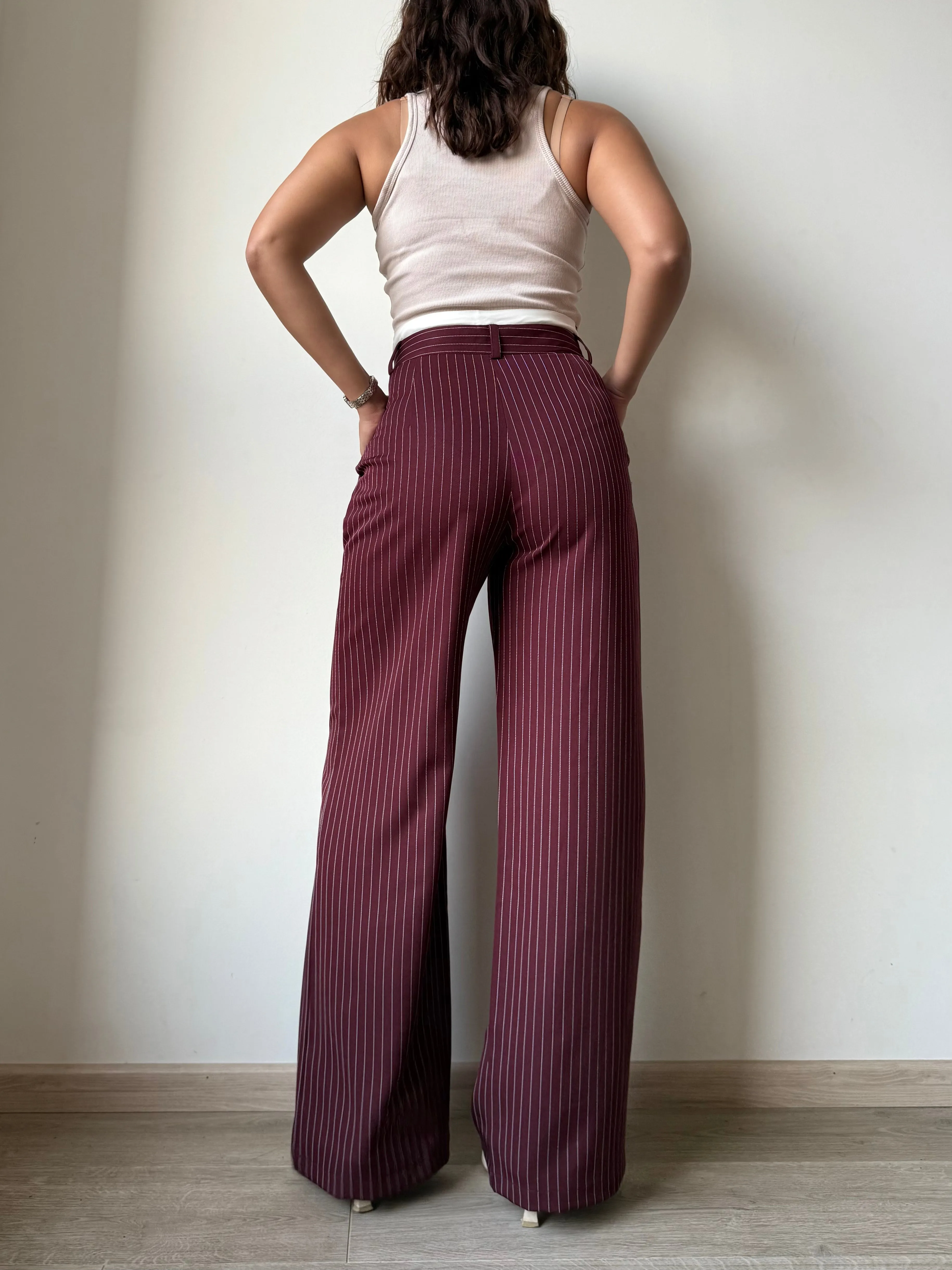 Striped Boxer Wide Leg Trousers