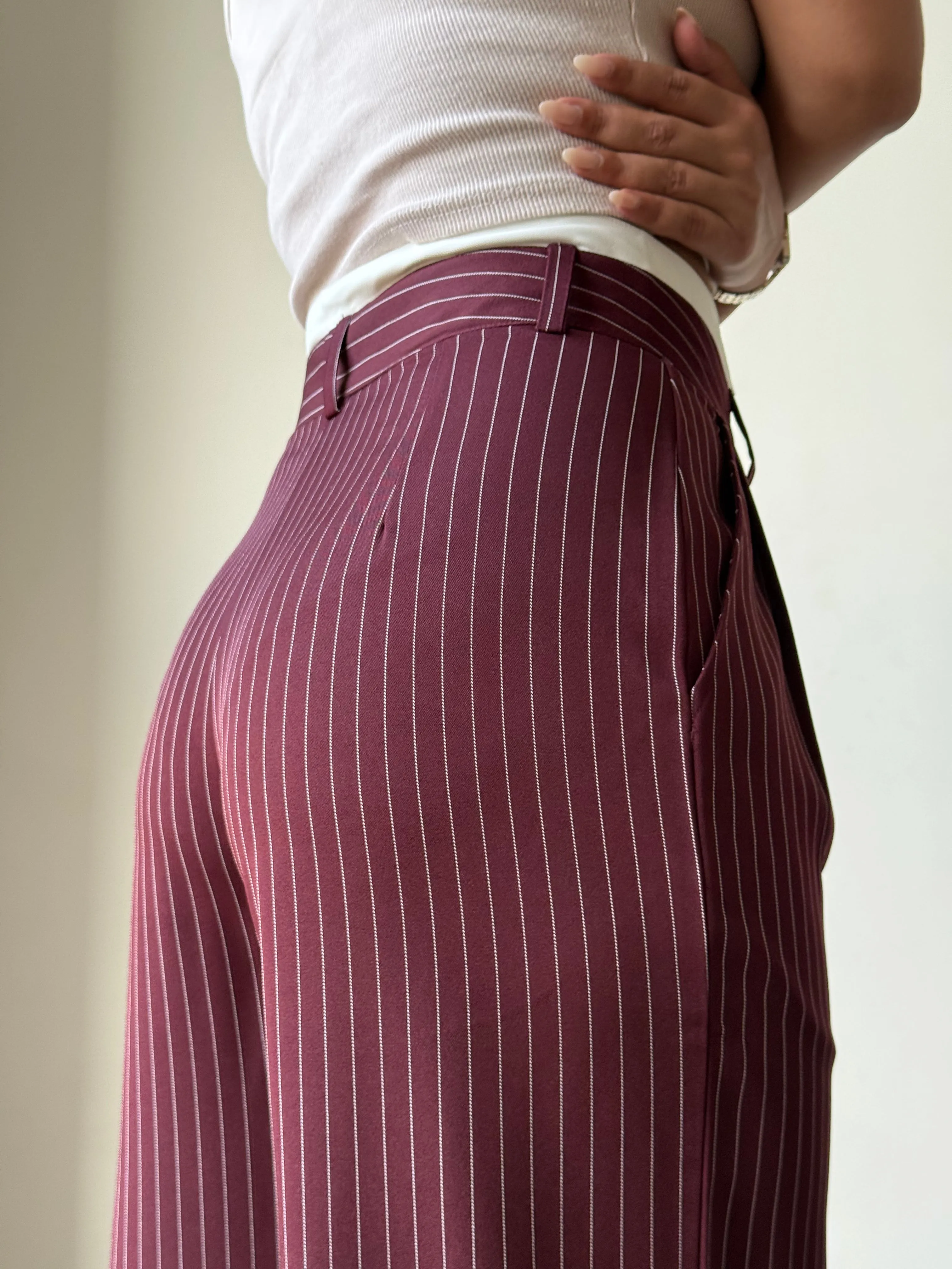 Striped Boxer Wide Leg Trousers