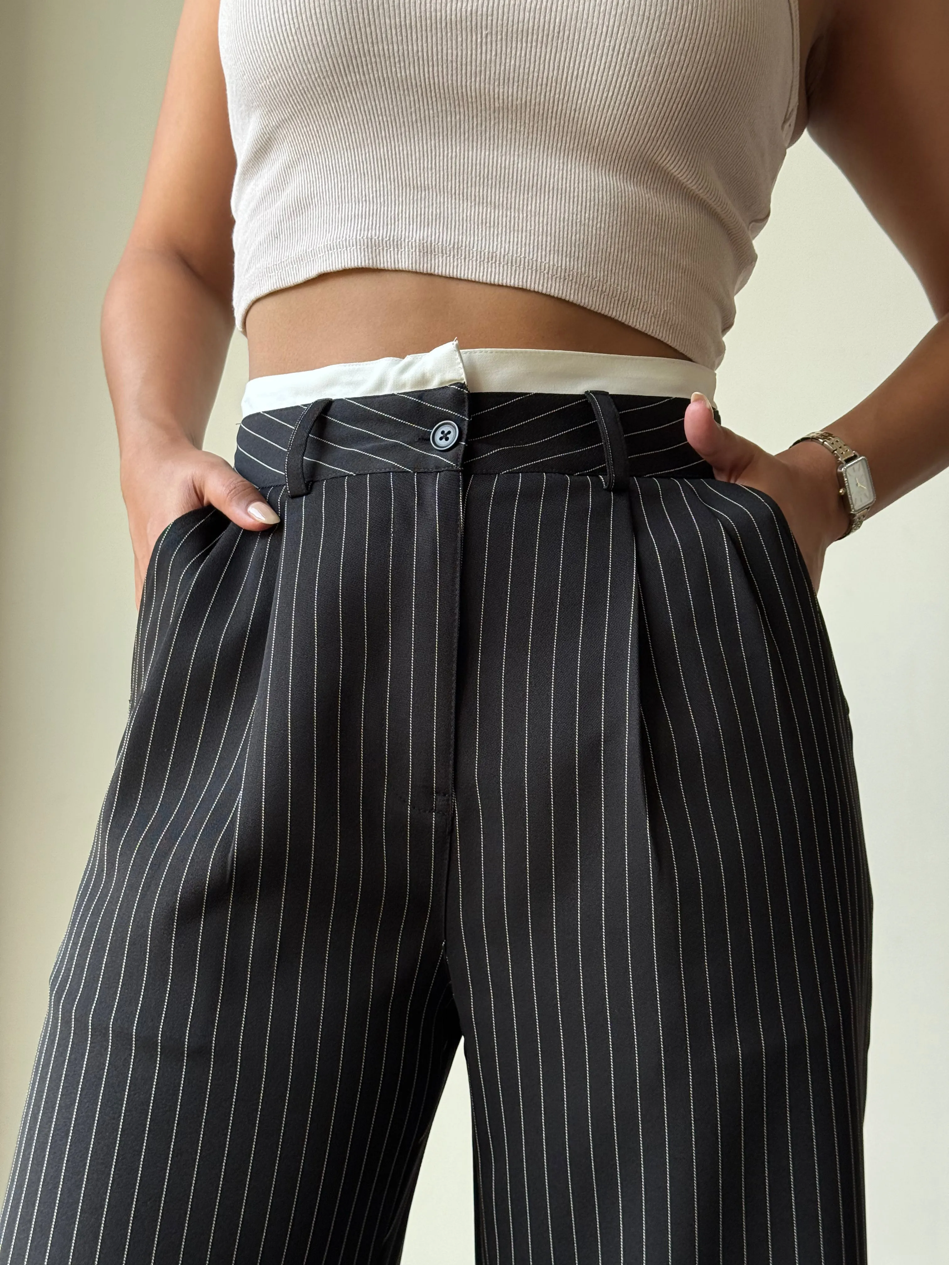 Striped Boxer Wide Leg Trousers