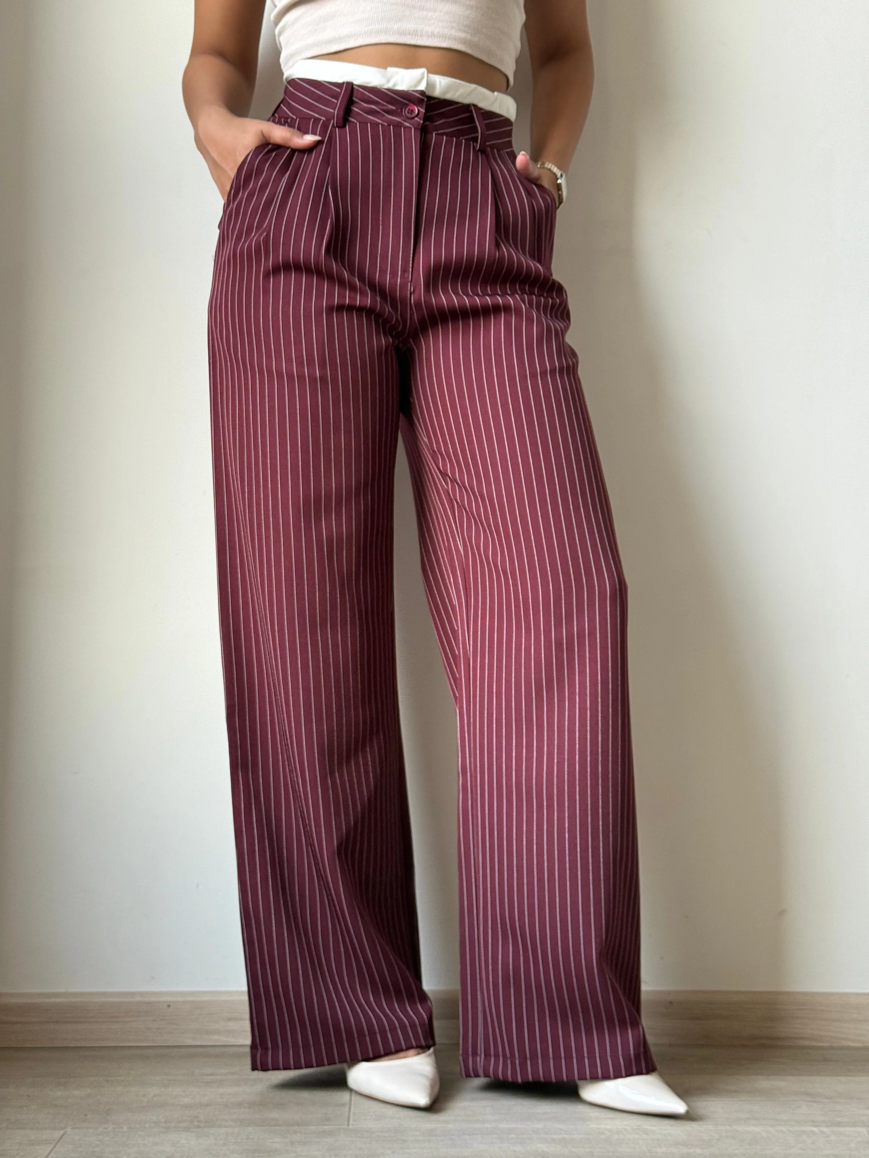 Striped Boxer Wide Leg Trousers