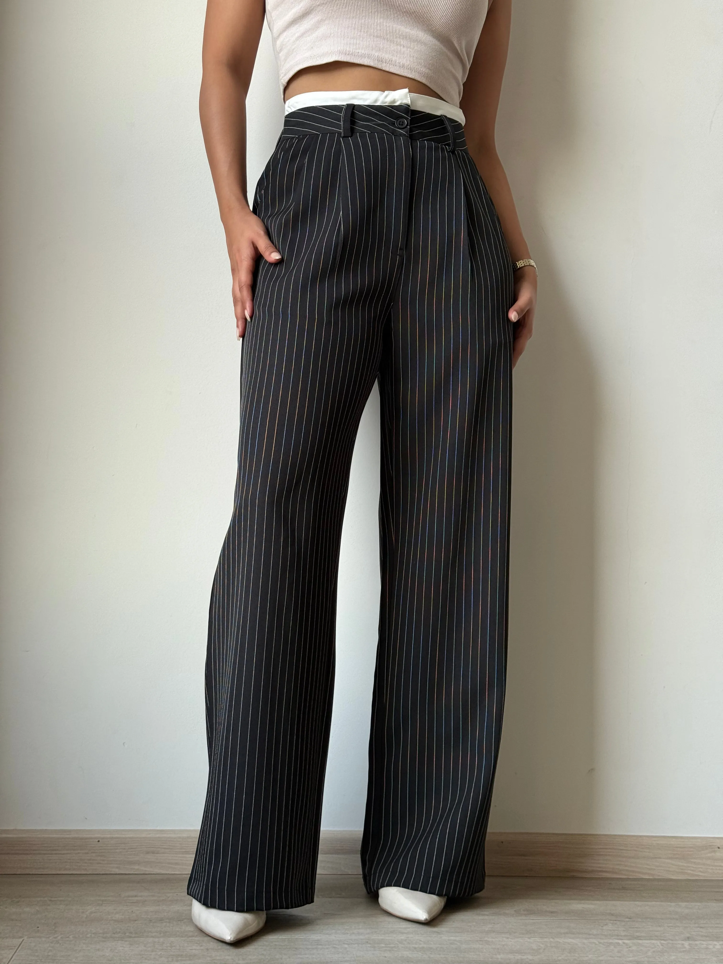 Striped Boxer Wide Leg Trousers