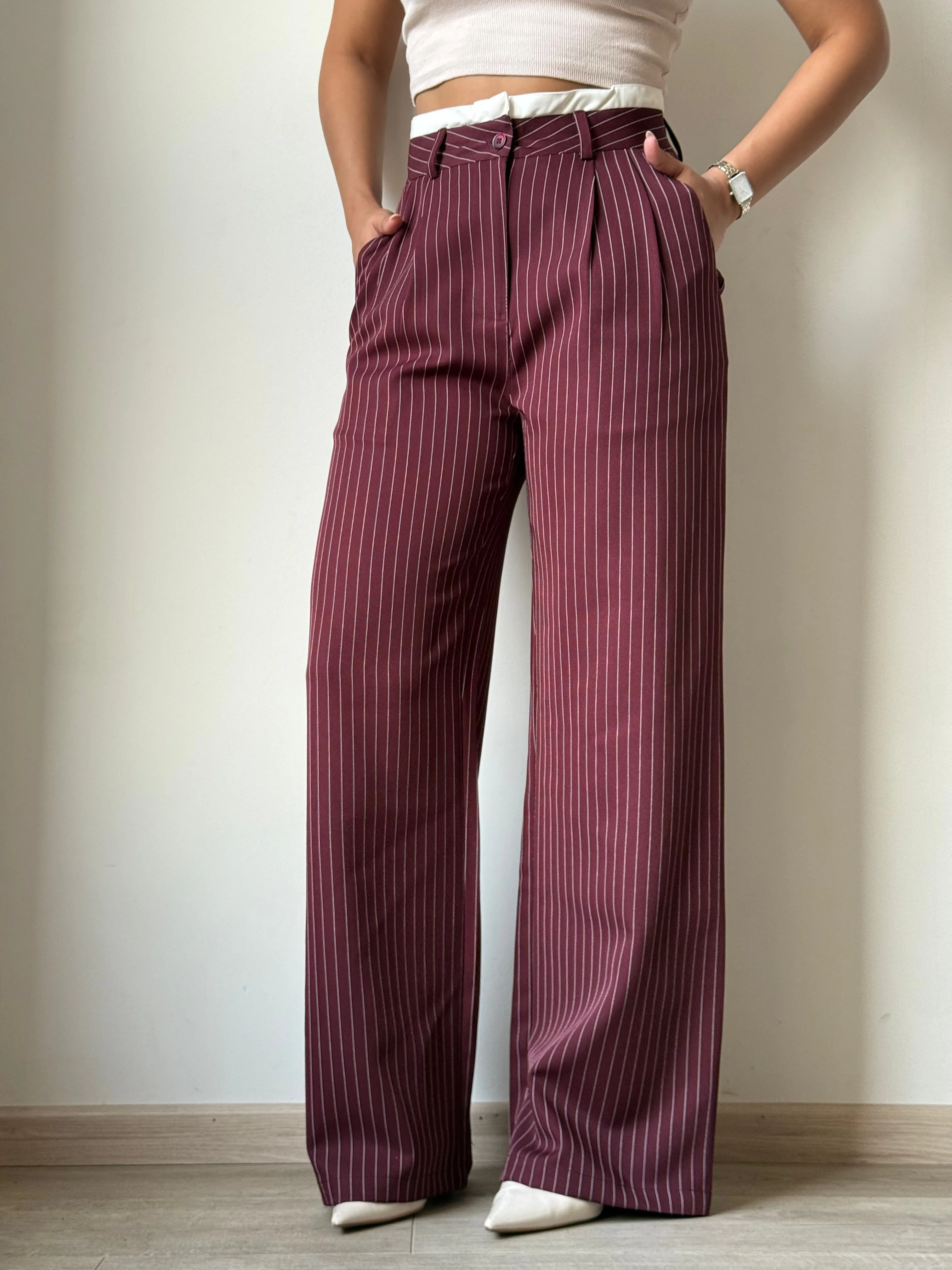 Striped Boxer Wide Leg Trousers
