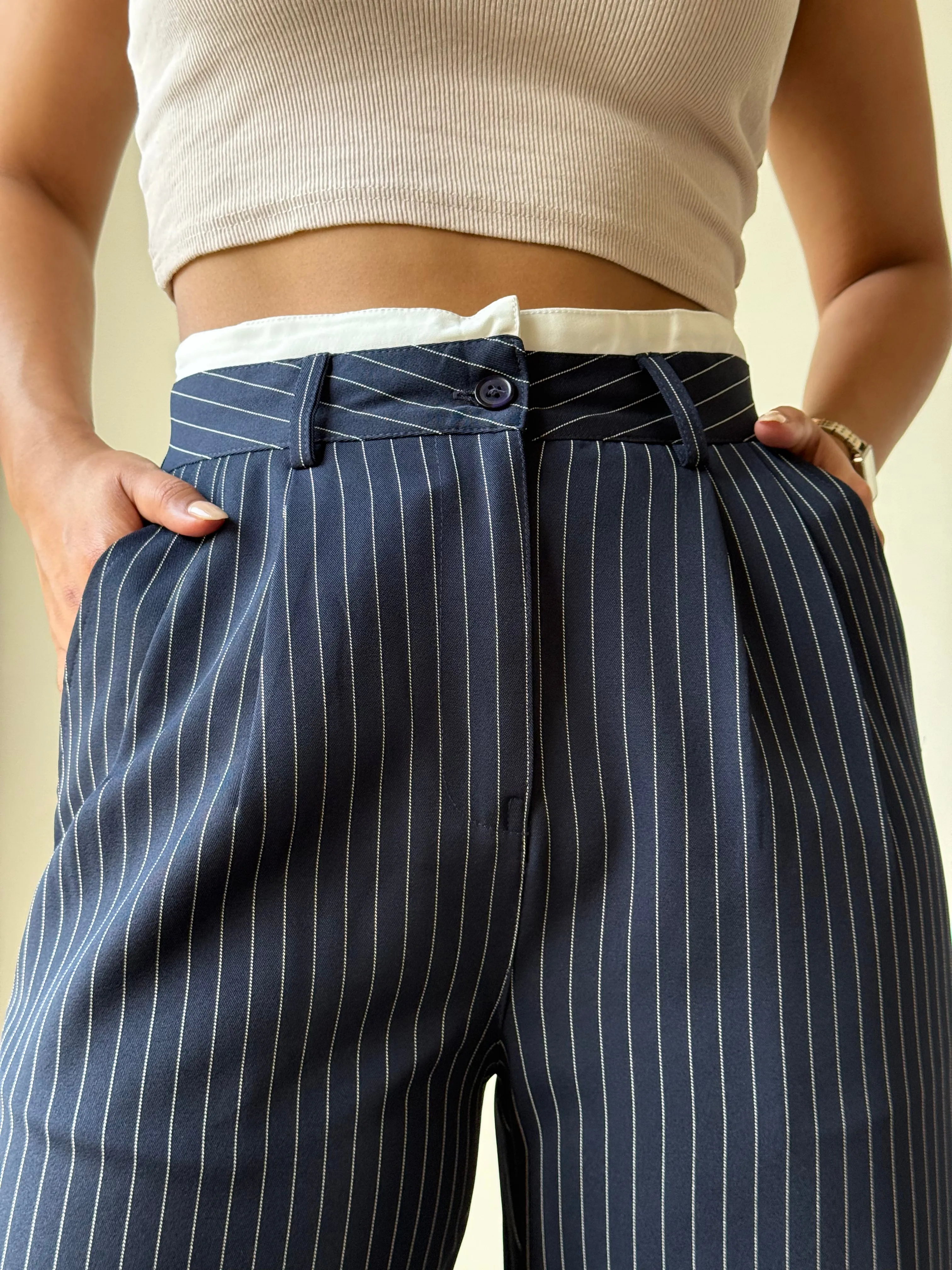 Striped Boxer Wide Leg Trousers