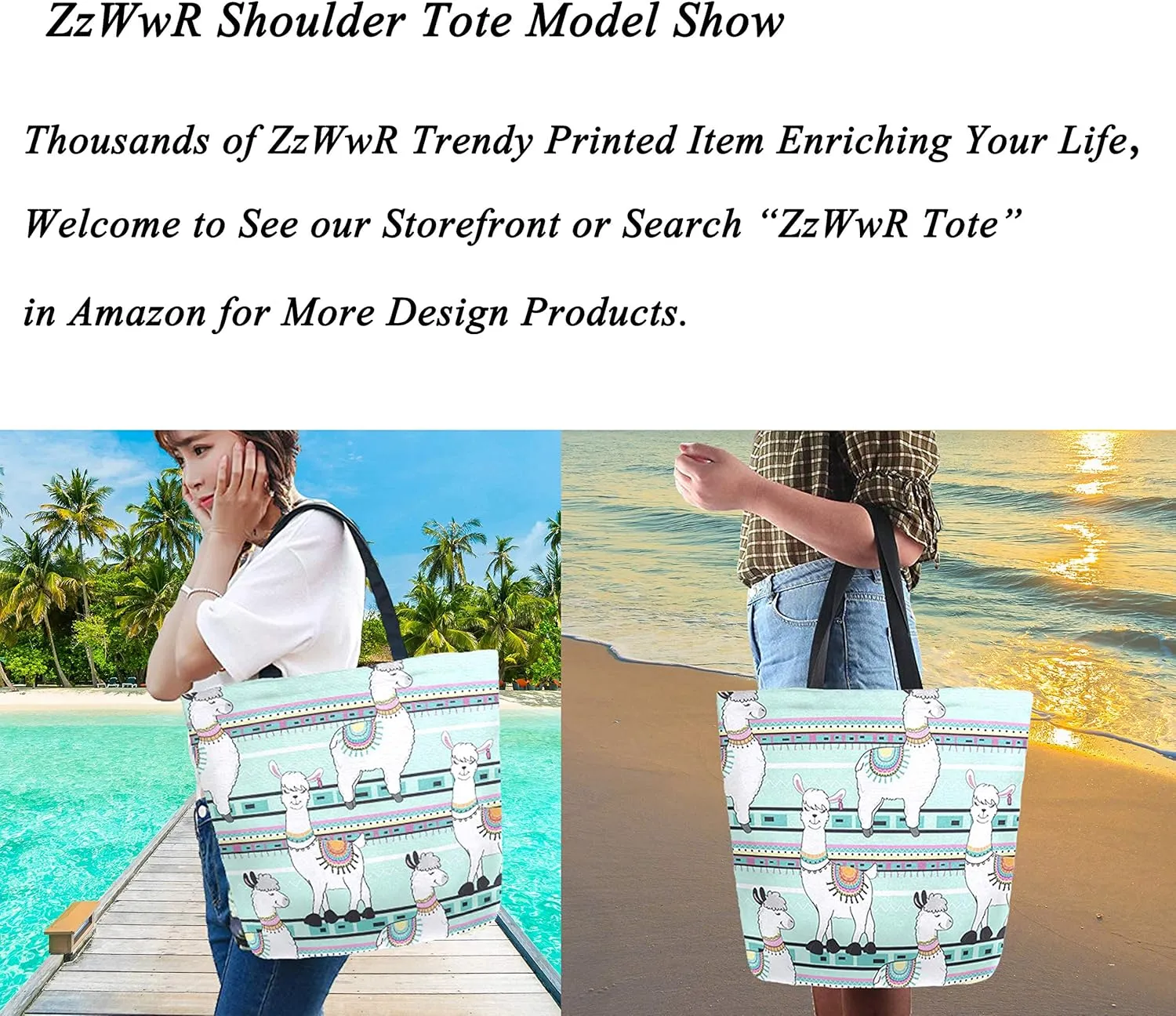 Stylish Tropical Coconut Palm Trees Print Extra Large Canvas Market Beach Travel Reusable Grocery Shopping Tote Bag Portable Storage HandBags