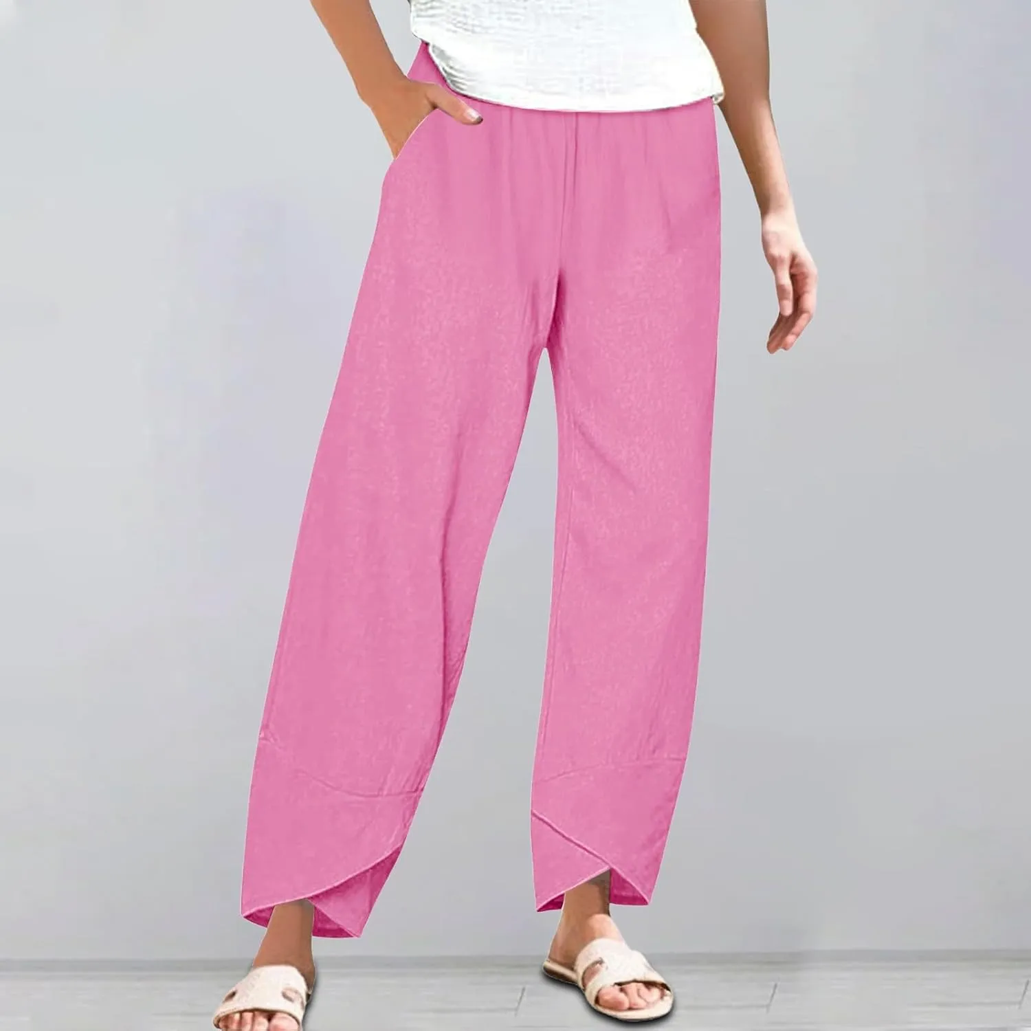 Summer Drawstring Casual Lounge Pant High Waist Beach Haren Pants Pockets Lounge Sweatpants with Pockets 2025 Spring
