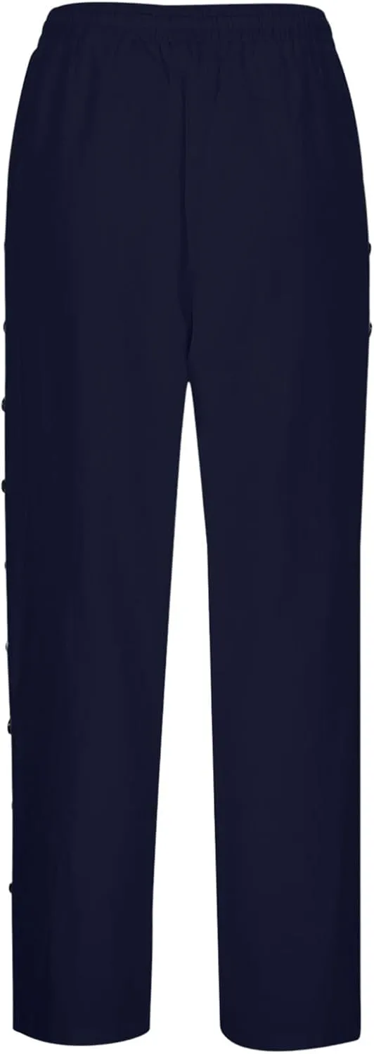 Summer Pants for Women 2025 Trendy Summer Vacation Side Button Elastic Waist Baggy Straight Leg Trousers with Pockets