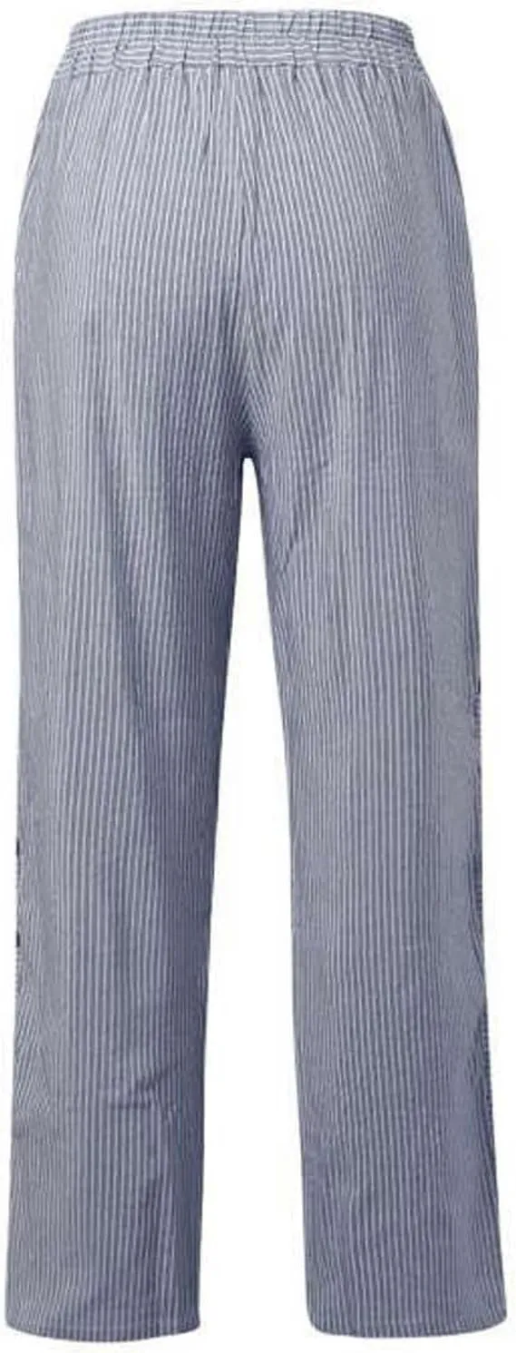 Summer Pants for Women Striped Printed Side Button Pants Baggy Elastic Waist Straight Leg Trousers with Pockets