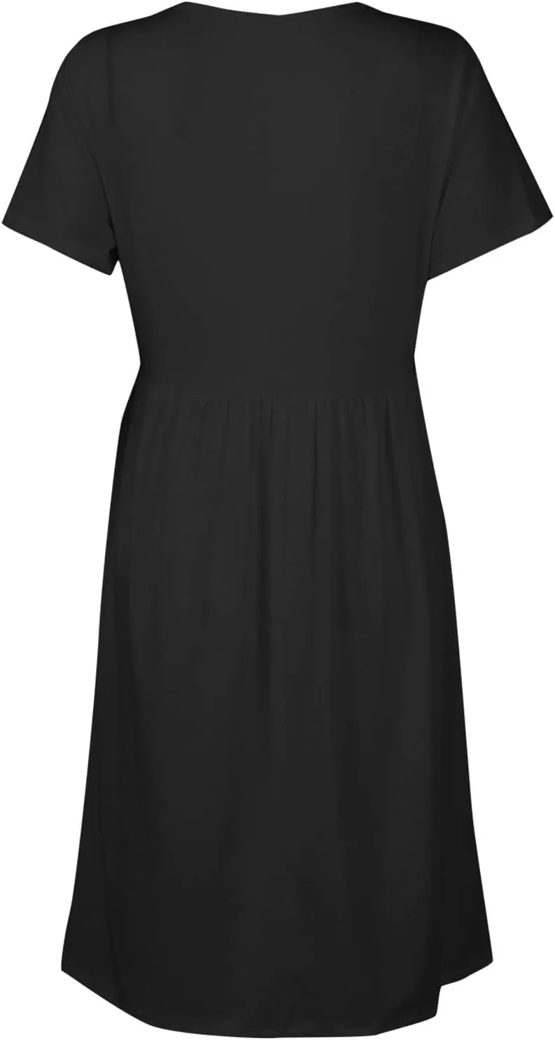 Sundresses for Women 2024,Women Summer Dresses Sleeveless Casual Swing Button Down Midi Dress with Pockets