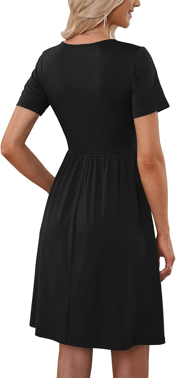 Sundresses for Women 2024,Women Summer Dresses Sleeveless Casual Swing Button Down Midi Dress with Pockets
