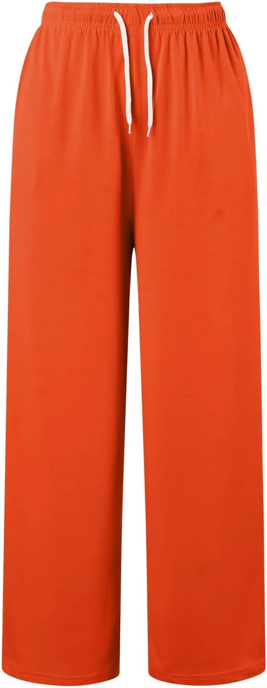 Sweatpants Women Casual Baggy Straight Pants Wide Leg Loose Elastic Waist Drawstring Dressy Trousers