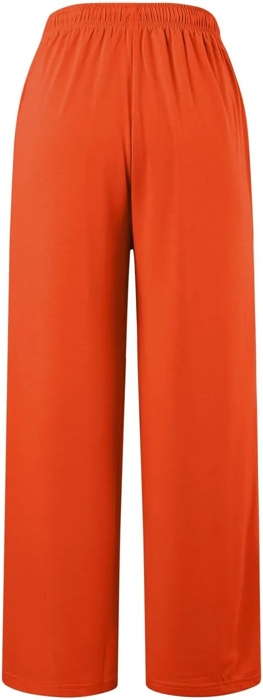 Sweatpants Women Casual Baggy Straight Pants Wide Leg Loose Elastic Waist Drawstring Dressy Trousers