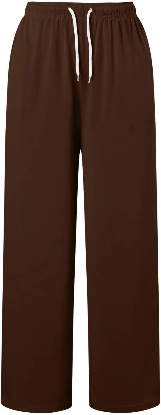 Sweatpants Women Casual Baggy Straight Pants Wide Leg Loose Elastic Waist Drawstring Dressy Trousers