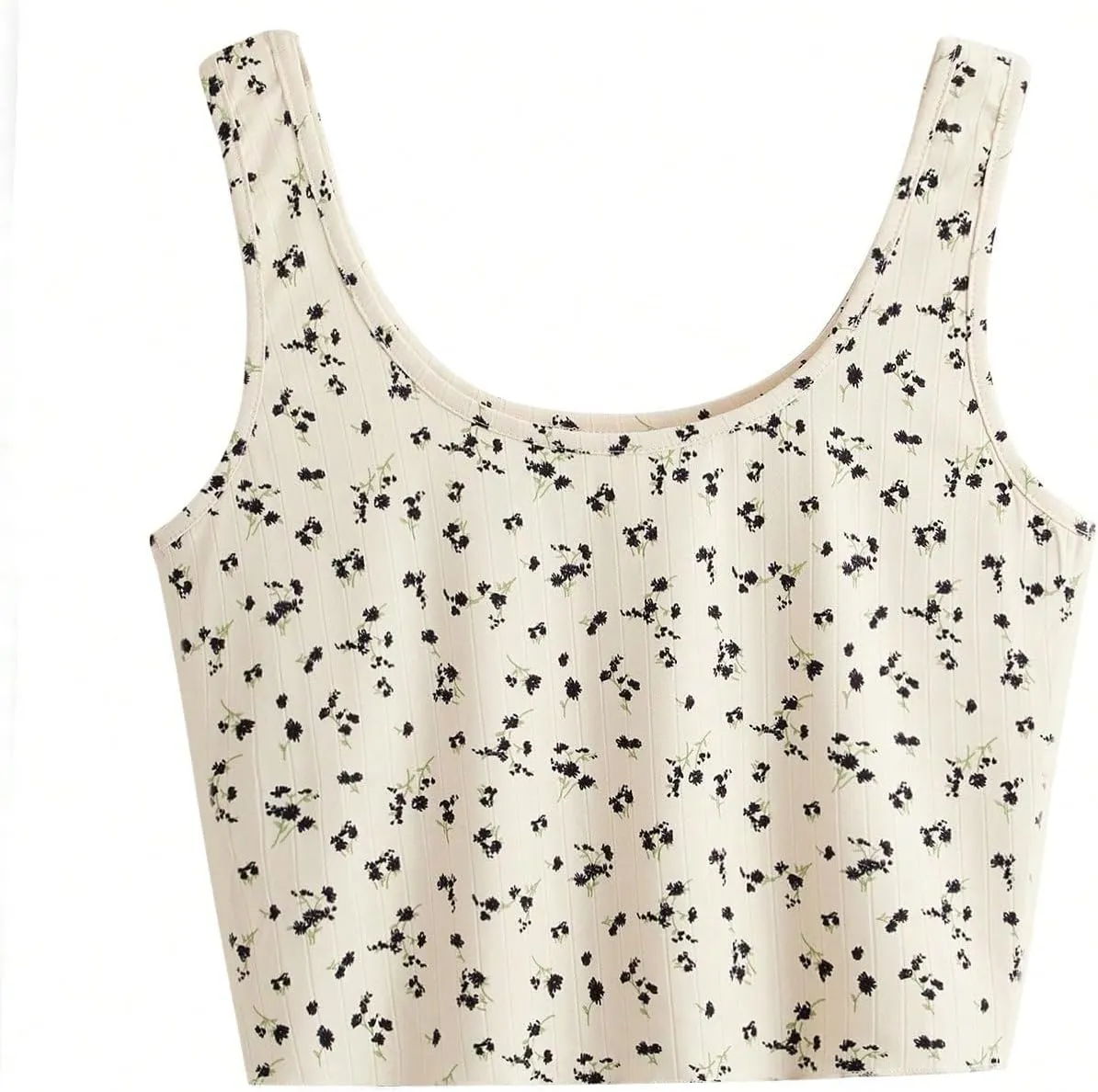 SweatyRocks Women's Casual Summer Floral Print Sleeveless Stretch Crop Tank Top