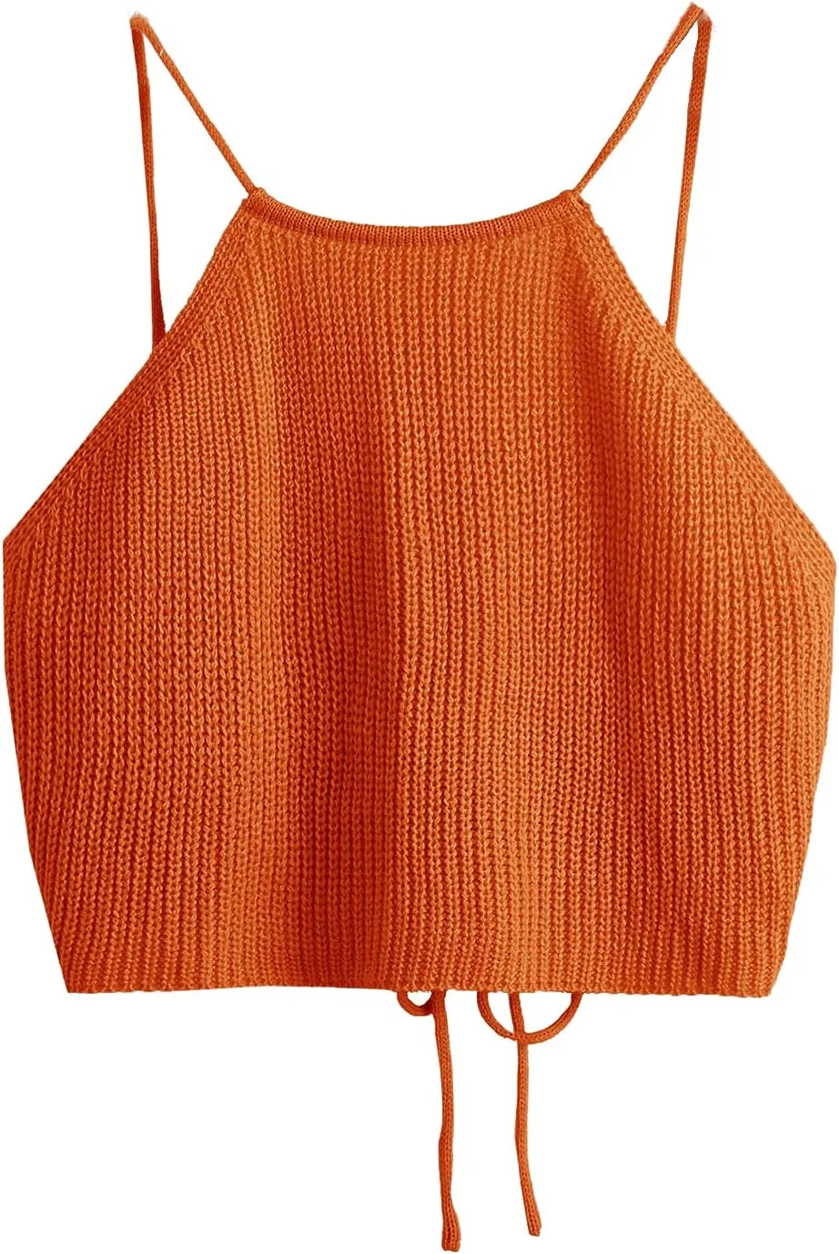 SweatyRocks Women's Sleeveless Space Dye Knit Camisole Criss Cross Backless Crop Top