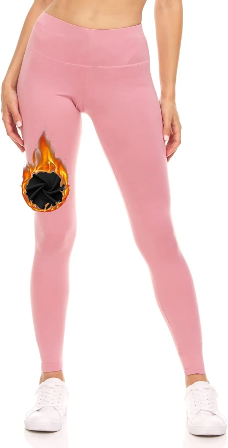 Sweet Hearts Fleece Lined Leggings for Women- High Waist Winter Warm Thermal Buttery Soft Workout Yoga Pants Made in USA