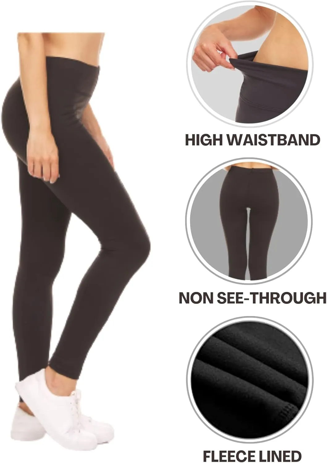 Sweet Hearts Fleece Lined Leggings for Women- High Waist Winter Warm Thermal Buttery Soft Workout Yoga Pants Made in USA