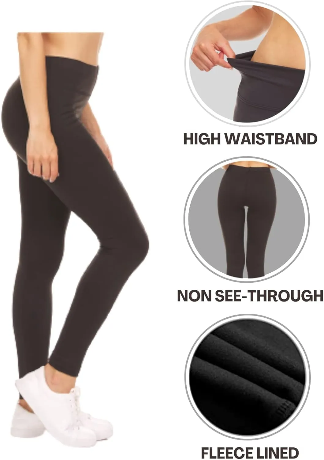 Sweet Hearts Fleece Lined Leggings for Women- High Waist Winter Warm Thermal Buttery Soft Workout Yoga Pants Made in USA