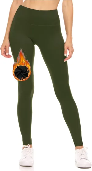 Sweet Hearts Fleece Lined Leggings for Women- High Waist Winter Warm Thermal Buttery Soft Workout Yoga Pants Made in USA