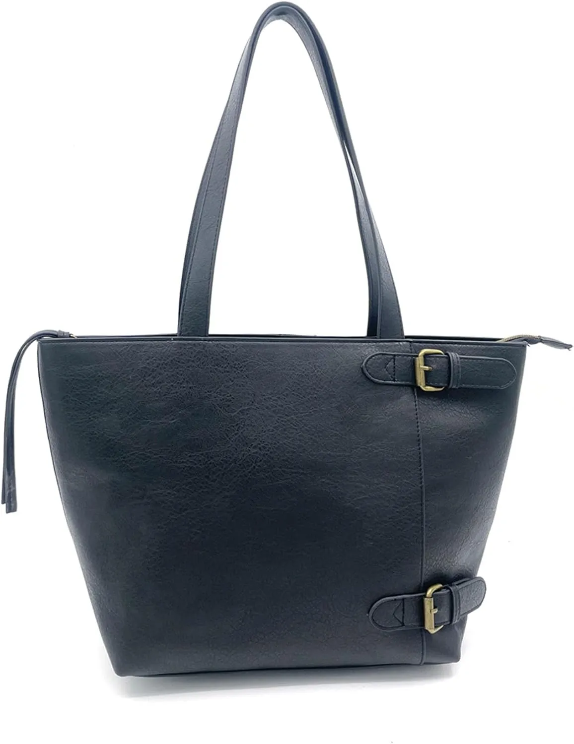 T-Shirt & Jeans Vegan Leather Tote Bag with Front Zipper Pocket Fits up to 15 inch Laptop Womens