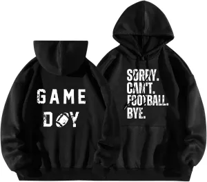 TANGNADE Womens Football Sweatshirt Oversized Causal Long Sleeve Drawstring Hoodies Letter Print Ladies Hooded Tops