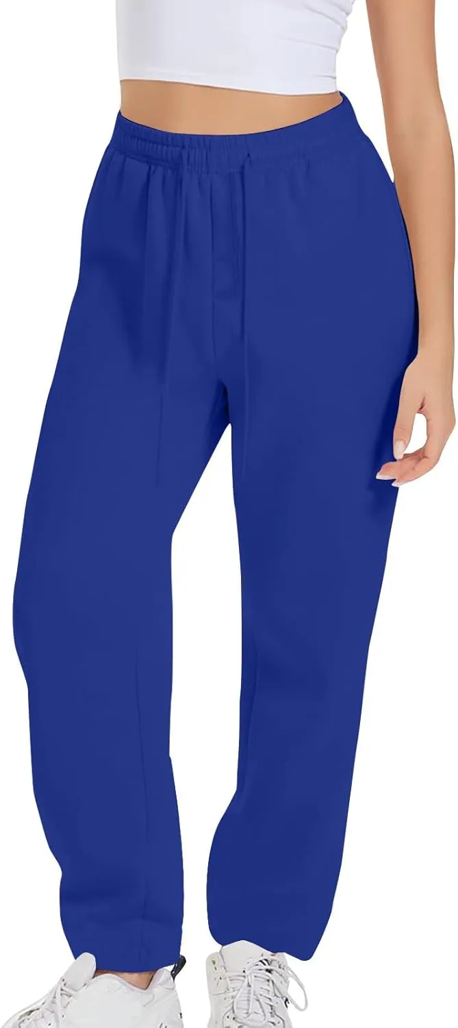 TARIENDY Women's High Waist Pants Casual Solid Color Sports Trousers Elastic-Lace-Up Sweatpants Comfy Long Pant with Pocket