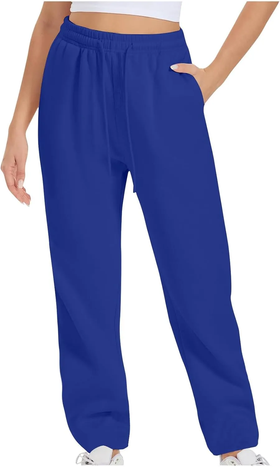 TARIENDY Women's High Waist Pants Casual Solid Color Sports Trousers Elastic-Lace-Up Sweatpants Comfy Long Pant with Pocket