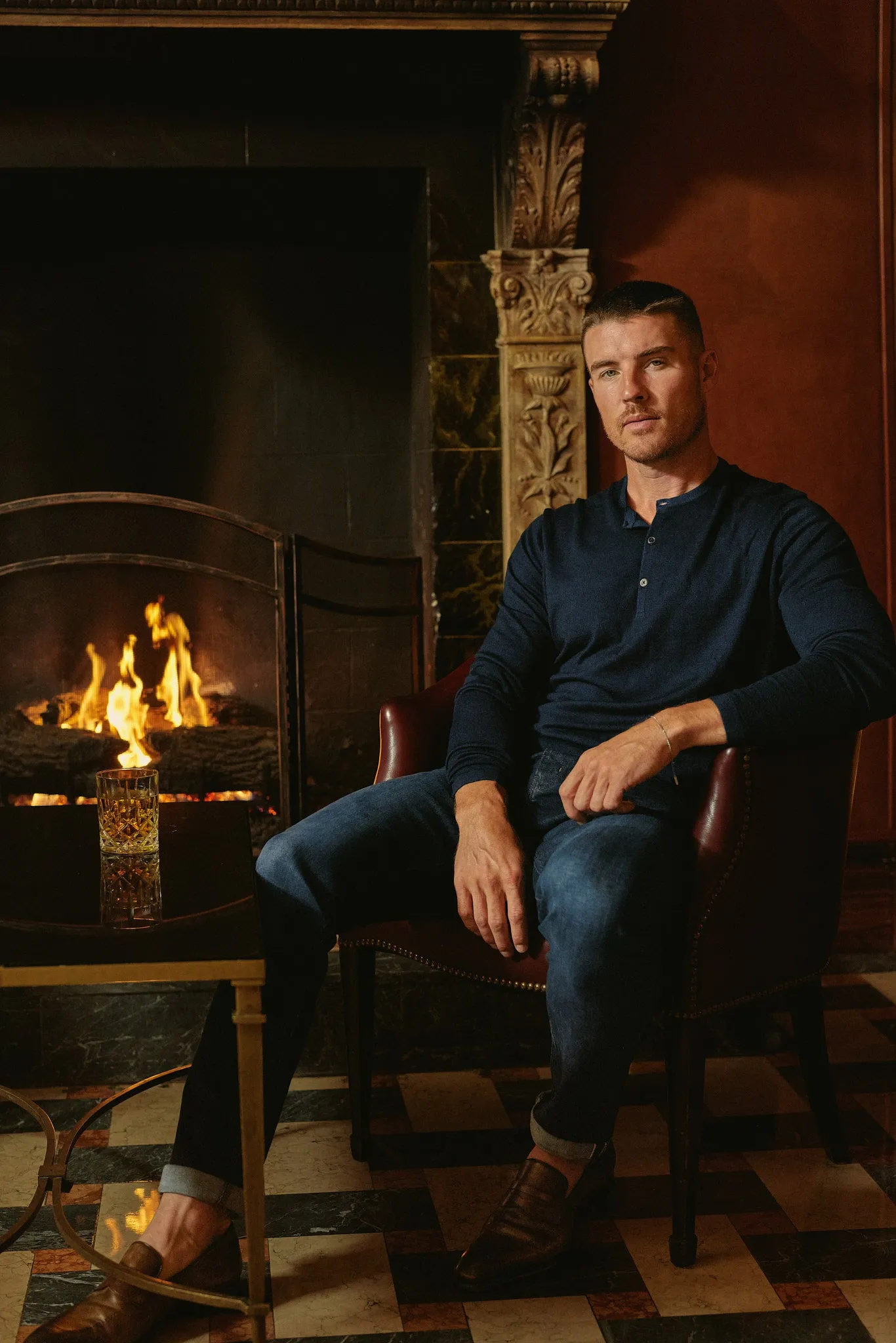 The Maxwell - LS Lightweight MERINOmax Henley Sweater - Navy