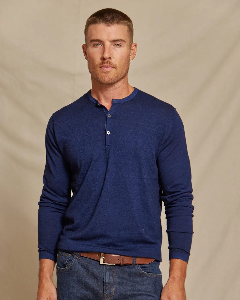 The Maxwell - LS Lightweight MERINOmax Henley Sweater - Navy