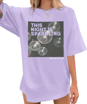 This Night is Sparkling Country Concert Shirt Women Oversized Vintage Disco Ball Graphic Tees Music Lover Gifts Tops