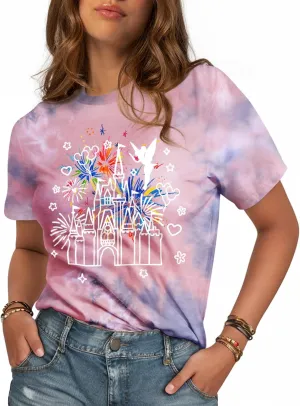 Tie Dye Shirt Women - Novelty Tie Dye T Shirt Short Sleeve Round Neck Casual Trendy Graphic Tee for Girls