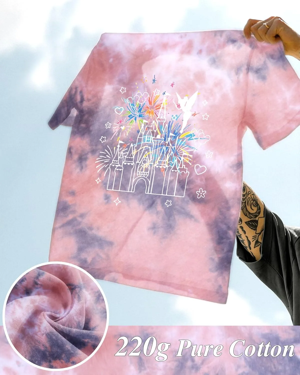 Tie Dye Shirt Women - Novelty Tie Dye T Shirt Short Sleeve Round Neck Casual Trendy Graphic Tee for Girls