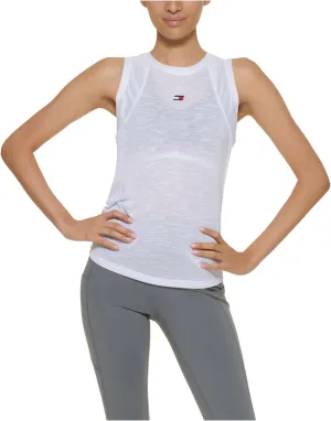 Tommy Hilfiger Sport Womens Tie-Back Mesh Tank Top White XS