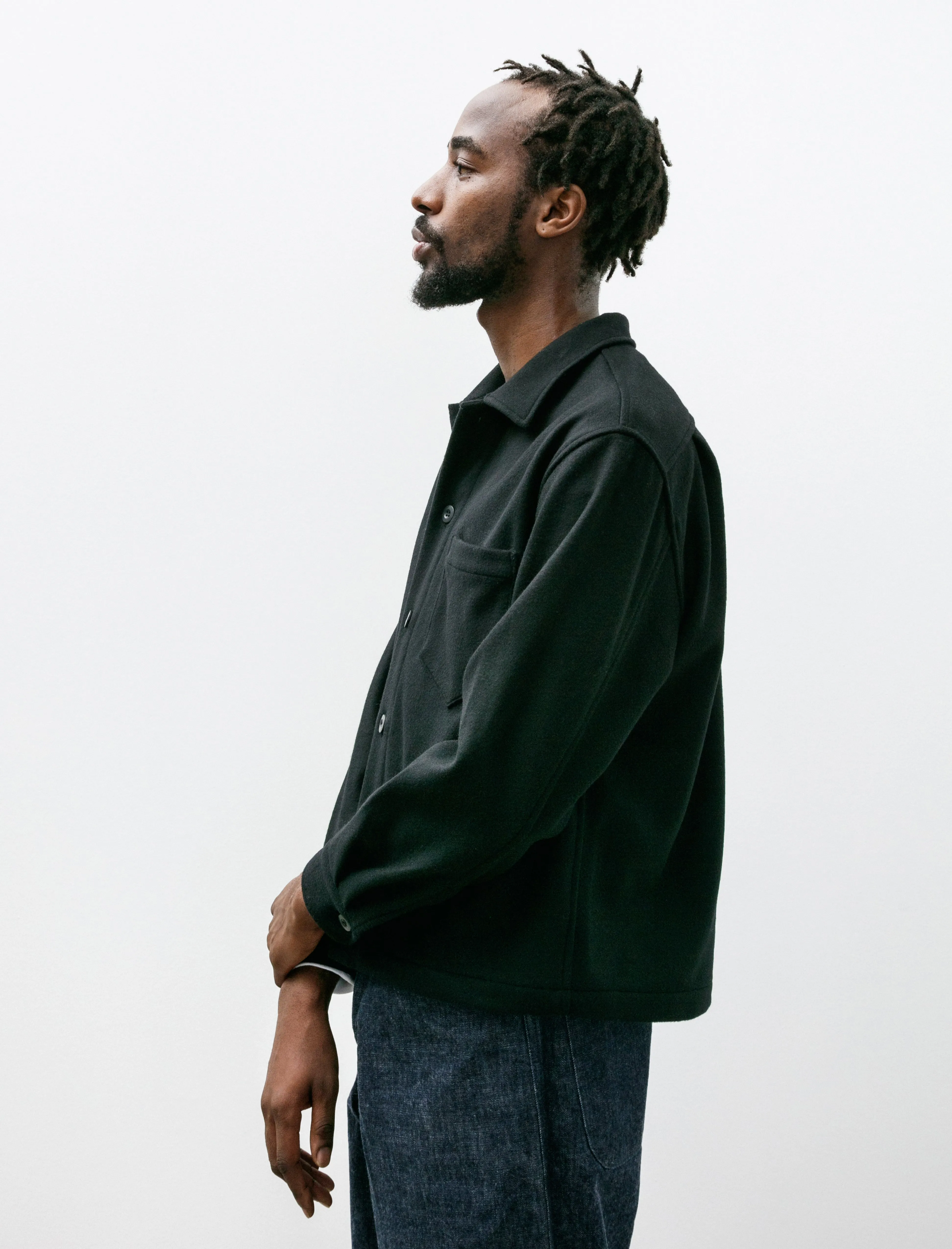 Travail Shirt Black Wool Flannel