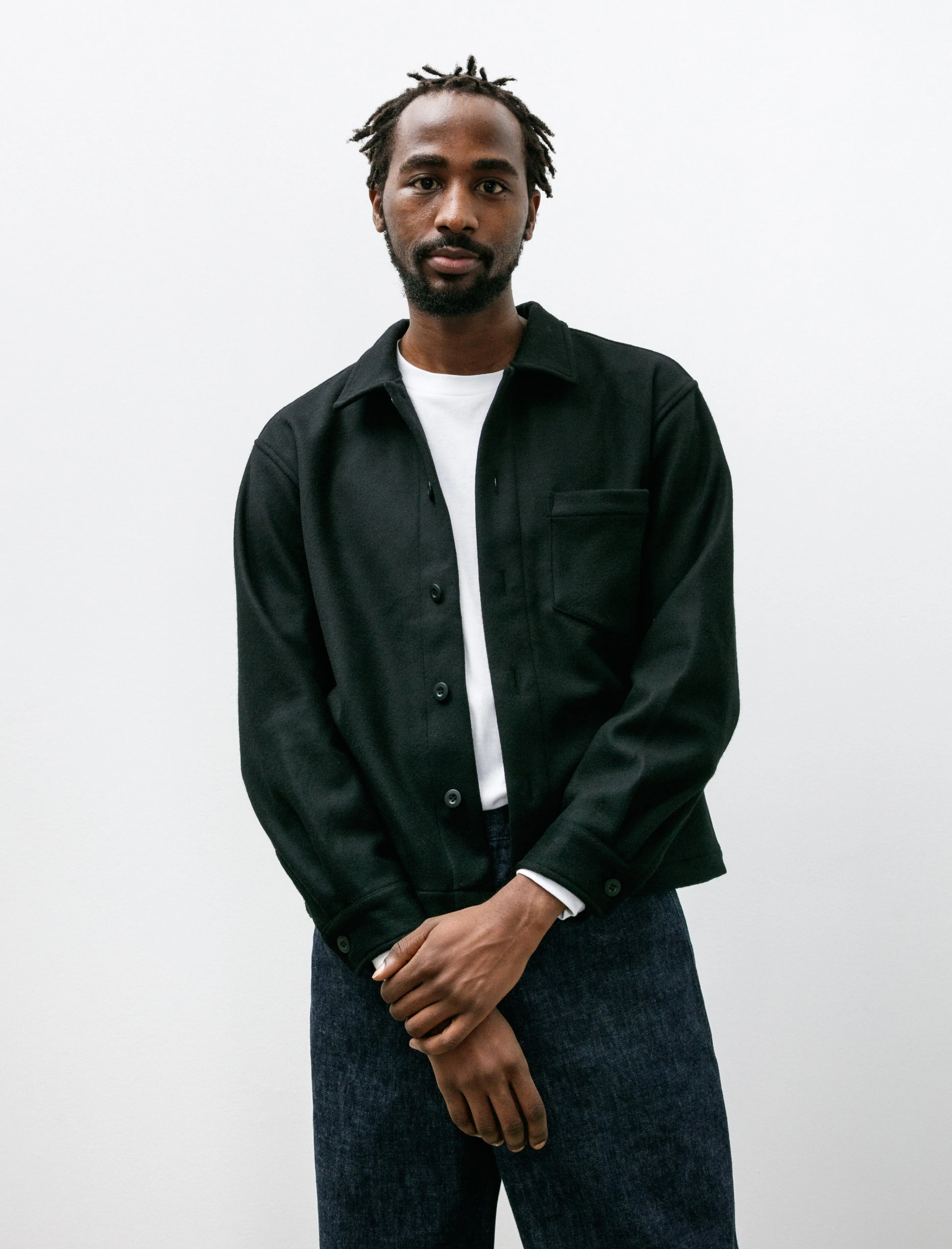 Travail Shirt Black Wool Flannel