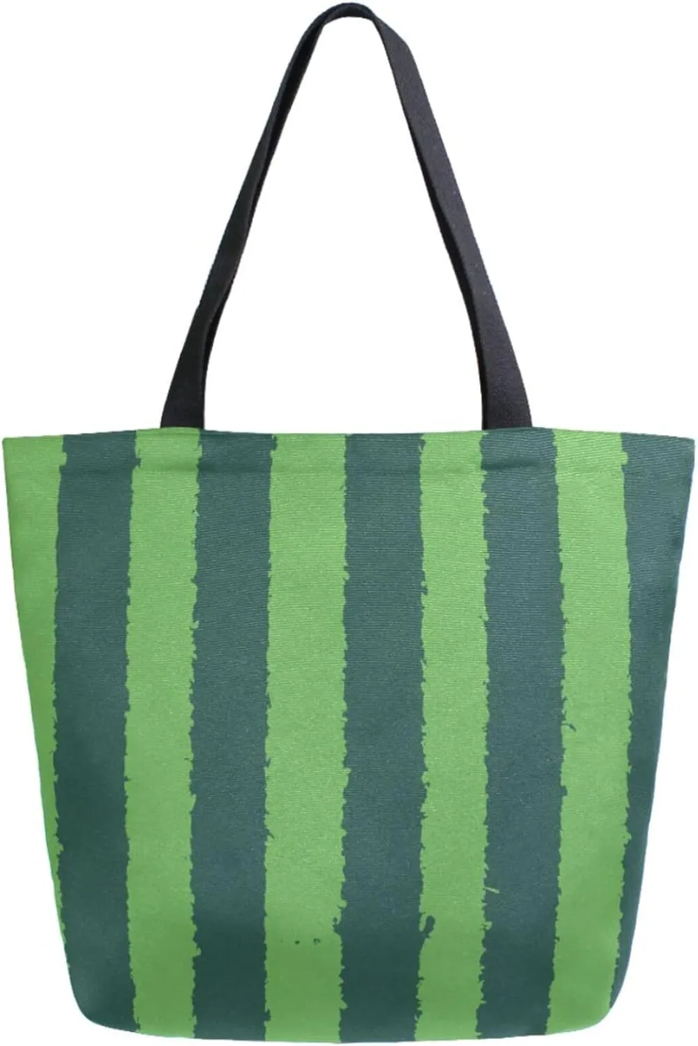 Trendy Extra Large Shoulder Grocery Tote Bag, Watermelon Green Stripe Background Canvas Daily Handle Bag for Gym Yoga Weekender Picnic Beach Travel Kitchen Reusable Market Shopping