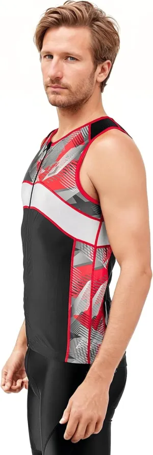 Tri Top Men - Sleeveless Mens Triathlon Top  PRO Premium FX Material - 3 Pocket Triathlon Shirts for Men