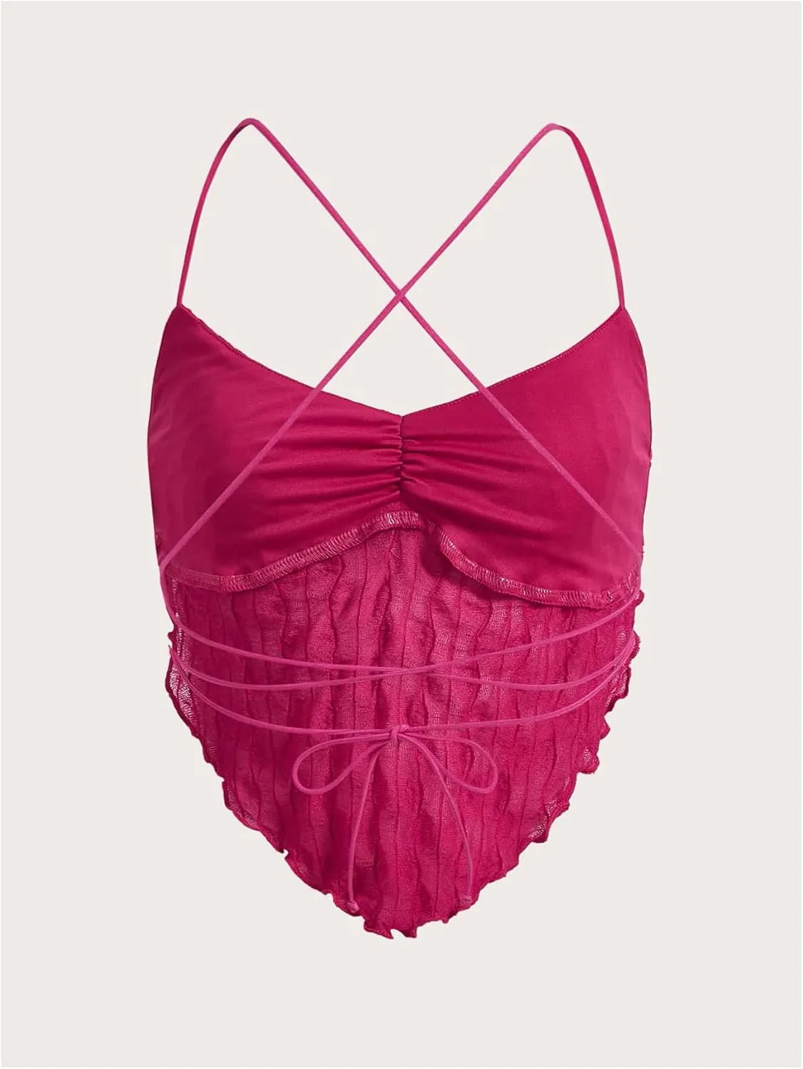 Verdusa Women's Criss Cross Backless Strappy Asymmetrical Hem Crop Cami Top