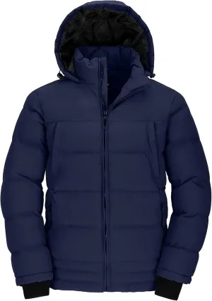 wantdo Men's Thicken Puffer Jacket Padded Waterproof Warm Winter Coat with Hood
