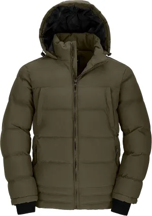 wantdo Men's Thicken Puffer Jacket Padded Waterproof Warm Winter Coat with Hood