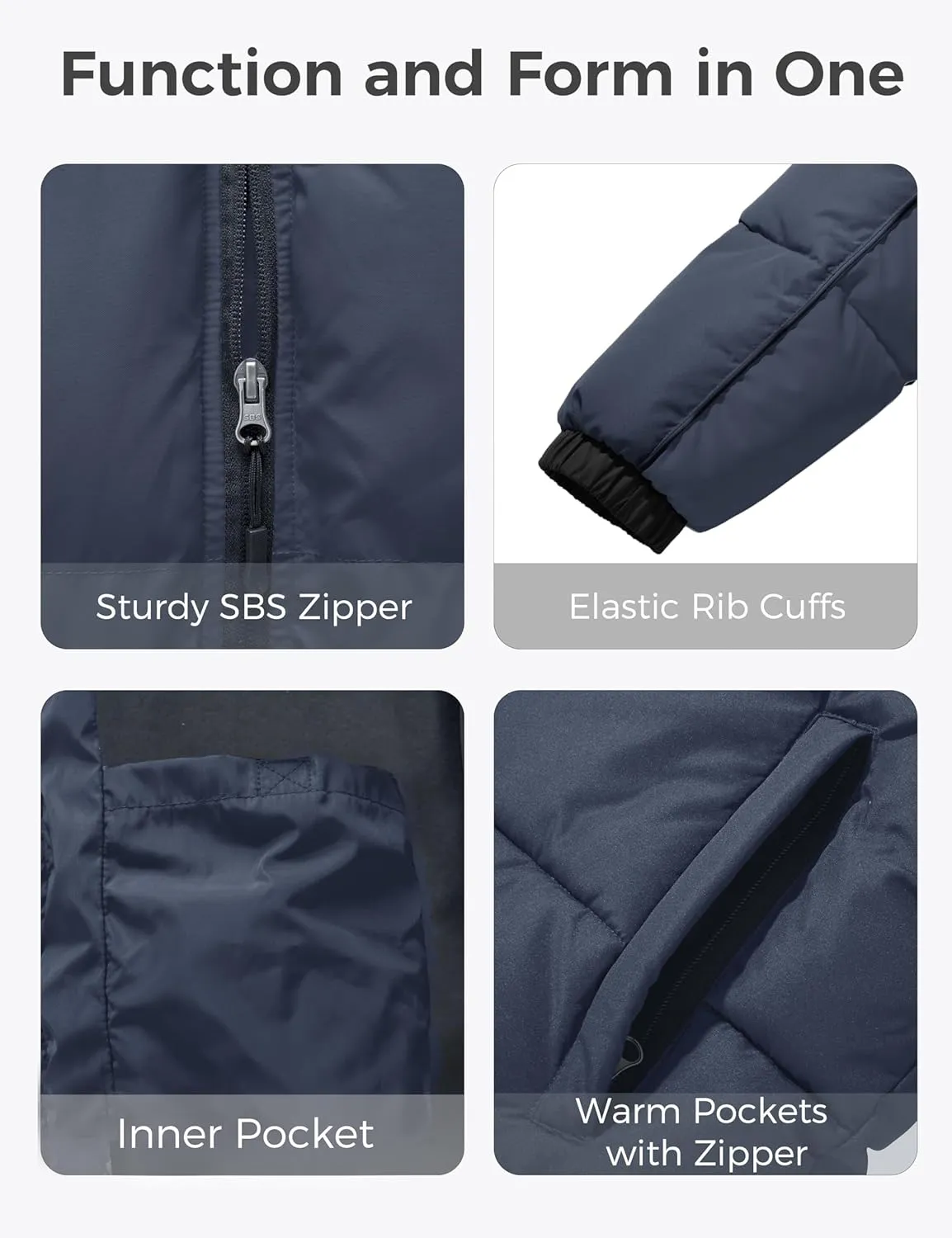 wantdo Men's Warm Puffer Jacket Thicken Waterproof Winter Coat with Detachable Hood