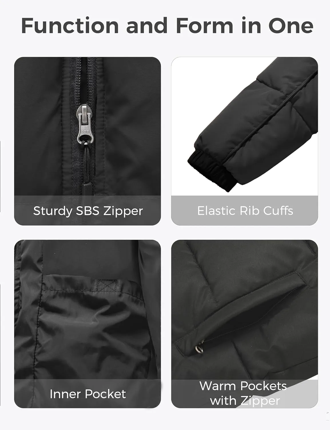 wantdo Men's Warm Puffer Jacket Thicken Waterproof Winter Coat with Detachable Hood