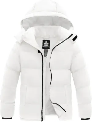 wantdo Men's Warm Puffer Jacket Thicken Waterproof Winter Coat with Detachable Hood