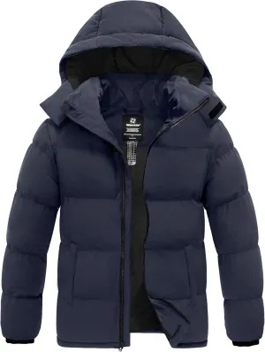 wantdo Men's Warm Puffer Jacket Thicken Waterproof Winter Coat with Detachable Hood