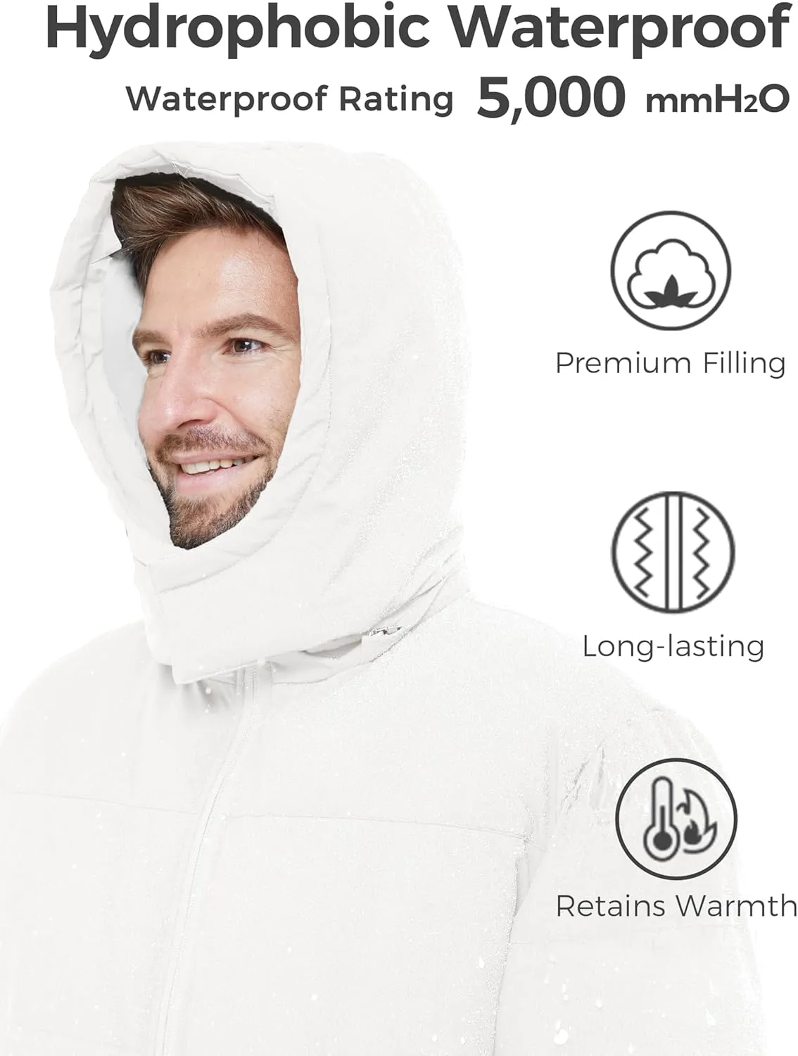 wantdo Men's Warm Puffer Jacket Thicken Waterproof Winter Coat with Detachable Hood