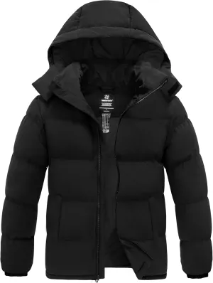 wantdo Men's Warm Puffer Jacket Thicken Waterproof Winter Coat with Detachable Hood