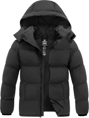 wantdo Men's Warm Puffer Jacket Thicken Waterproof Winter Coat with Detachable Hood